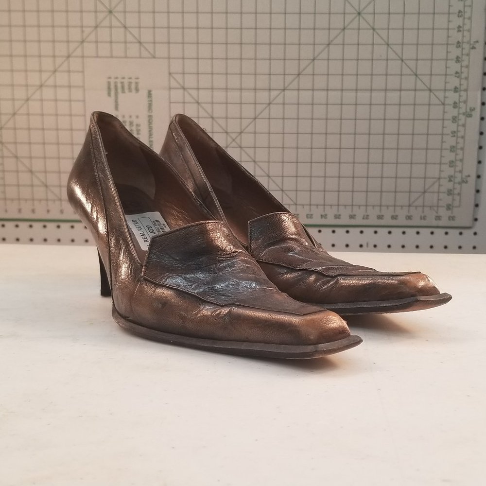 Ferri Vero Cuoio Brown Leather High Heels 6.5 - Picture 2 of 10